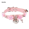 Punk Gothic PU Leather Buckle  Necklace Spiked Choker Handmade Kawaii Rose Flower Necklace Heart Lock With Key 8 Colors