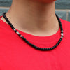 Punk Handmade Natural Stone Beads Short Necklace Antique Skull Gothic Beaded Necklace For Men Neckless Jewelry Homme