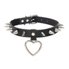 Punk Harajuku pointed nails rivets peach heart ladies necklace pendant leather collar pu women's collar chain collarbone chain