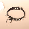 Punk Harajuku pointed nails rivets peach heart ladies necklace pendant leather collar pu women's collar chain collarbone chain