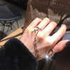 Punk Hip-Hop Cross Ring Hand Silver Color Plated Retro Finger Chain Adjustable Rings Jewelry Gift for Unisex Ring Party Rings