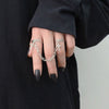 Punk Hip-Hop Cross Ring Hand Silver Color Plated Retro Finger Chain Adjustable Rings Jewelry Gift for Unisex Ring Party Rings