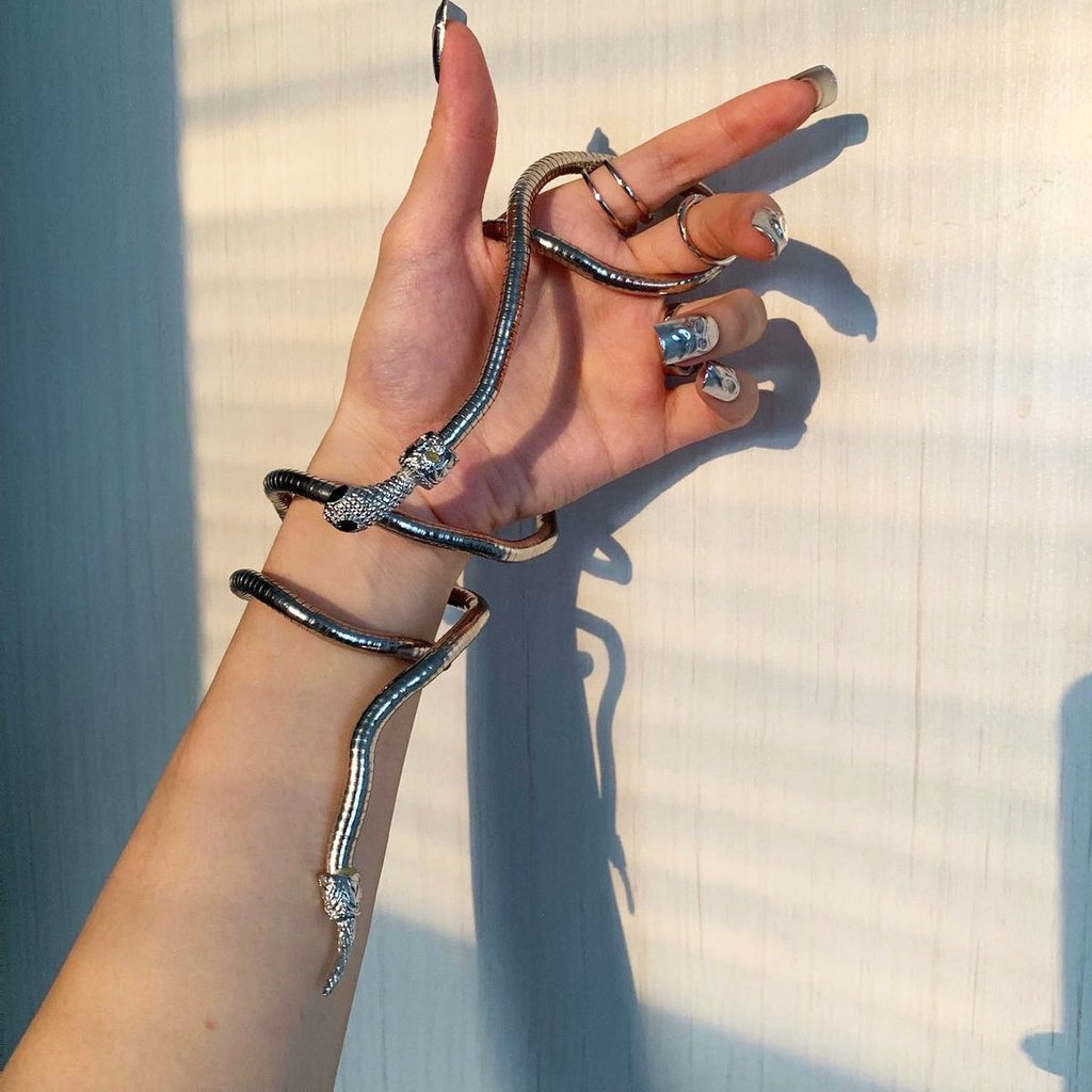 Punk Hip Hop Flexible Metal Snake Necklace Adjustable Gold Silver Color Multi-Function Necklace For Women Girls Party Jewelry