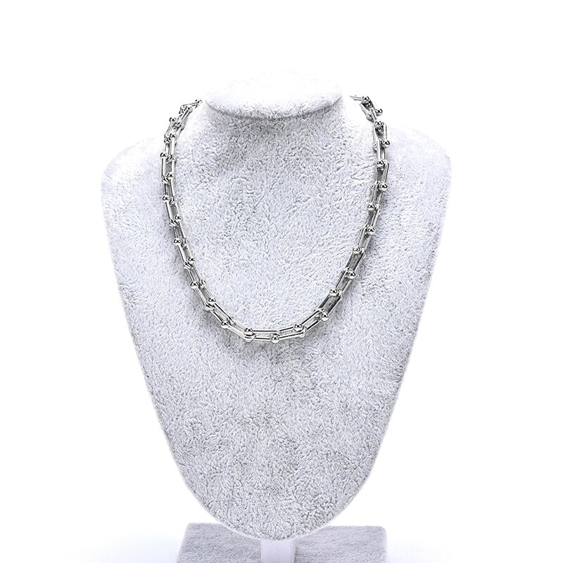 Punk Hip Hop Golden Metal Choker Necklace For Women Statement Necklaces Chain Charm Necklace