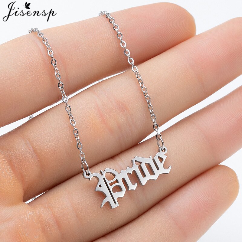 Punk Hip Hop Silver Color Art Letter FREAK Pendant Necklace Women Babygirl Angel Charms Clavicle Chain Necklaces Jewelry