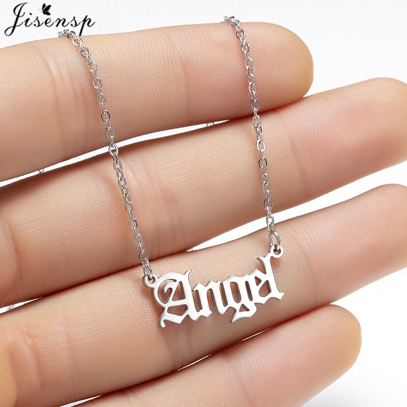 Punk Hip Hop Silver Color Art Letter FREAK Pendant Necklace Women Babygirl Angel Charms Clavicle Chain Necklaces Jewelry