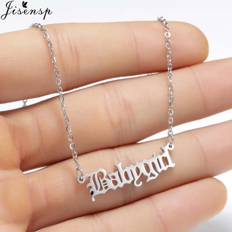 Punk Hip Hop Silver Color Art Letter FREAK Pendant Necklace Women Babygirl Angel Charms Clavicle Chain Necklaces Jewelry