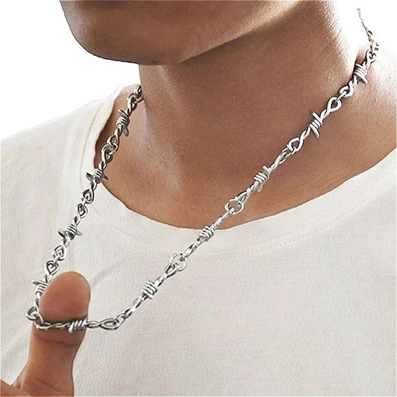 Punk Hip Hop Thorns Chain Necklace For Men Sweater Chain Clavicle Necklace For Women Party Jewelry For Women Men