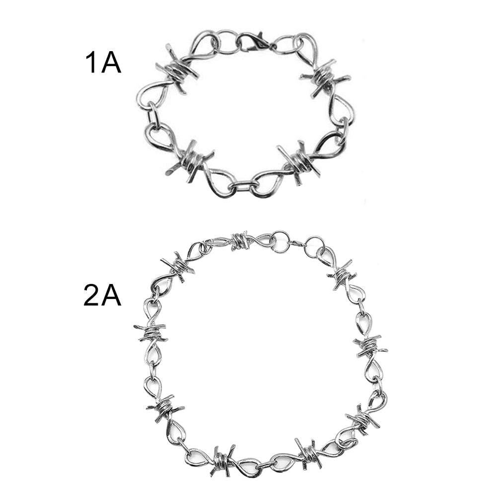 Punk Hip Hop Thorns Cool Choker Necklace Bracelet Vintage Pendant Chain Necklace Unisex Gothic Streetwear Jewelry Gifts