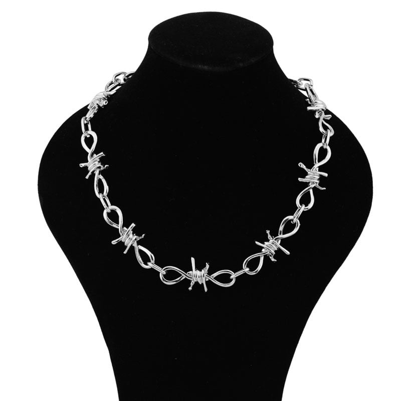 Punk Hip Hop Thorns Cool Choker Necklace Bracelet Vintage Pendant Chain Necklace Unisex Gothic Streetwear Jewelry Gifts