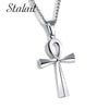 Punk Hip-hop Bow Hollow Titanium Steel Pendant Necklace Glossy Stainless Steel Ancient Egyptian Cross Men's Jewelry