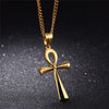 Punk Hip-hop Bow Hollow Titanium Steel Pendant Necklace Glossy Stainless Steel Ancient Egyptian Cross Men's Jewelry