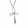 Punk Hip-hop Bow Hollow Titanium Steel Pendant Necklace Glossy Stainless Steel Ancient Egyptian Cross Men's Jewelry