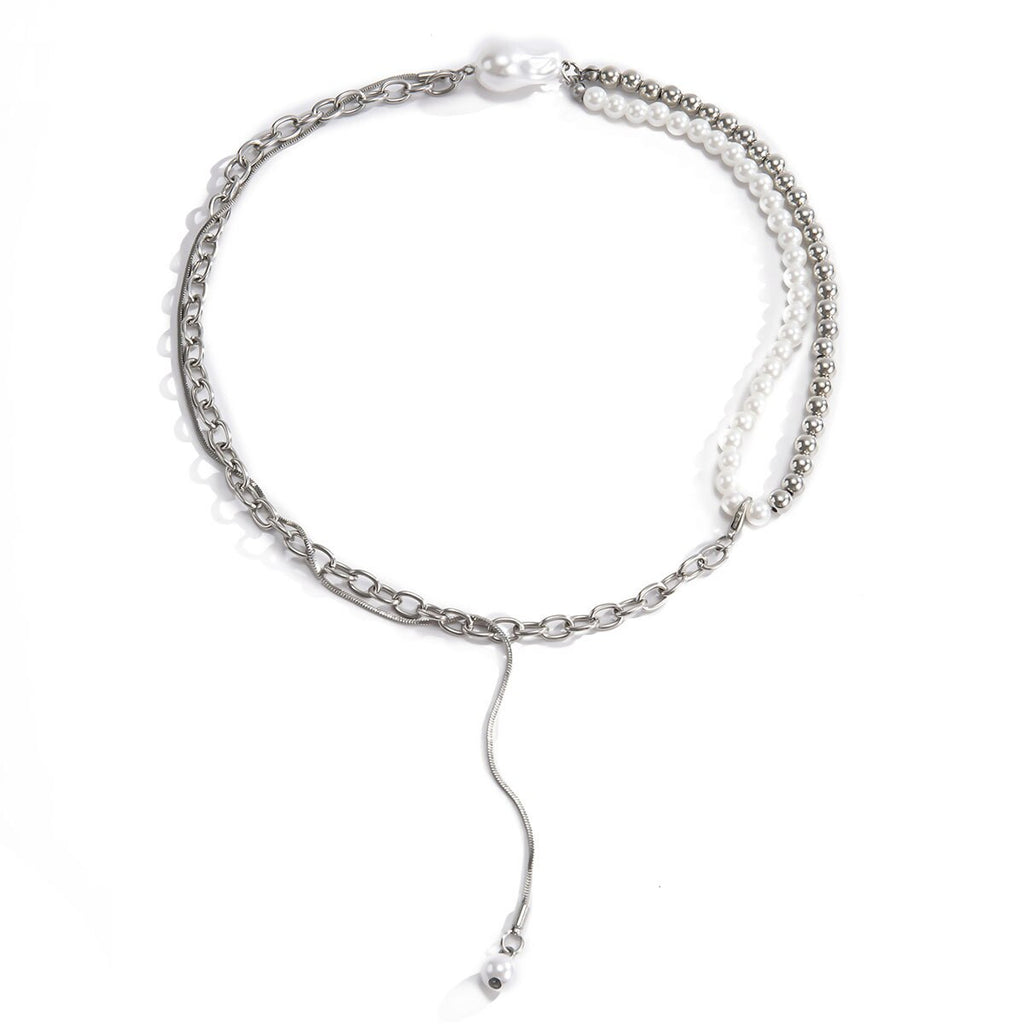 Punk Hiphop Cuban Thick Chain Choker Necklace for Men Vintage Pearl Necklaces Pendant Jewelry Snake Link Chain Necklaces