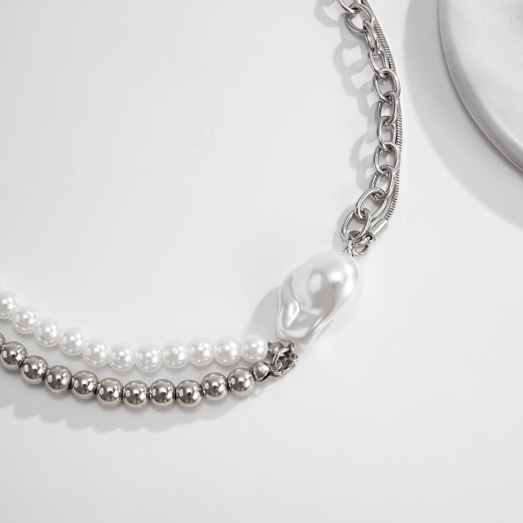 Punk Hiphop Cuban Thick Chain Choker Necklace for Men Vintage Pearl Necklaces Pendant Jewelry Snake Link Chain Necklaces