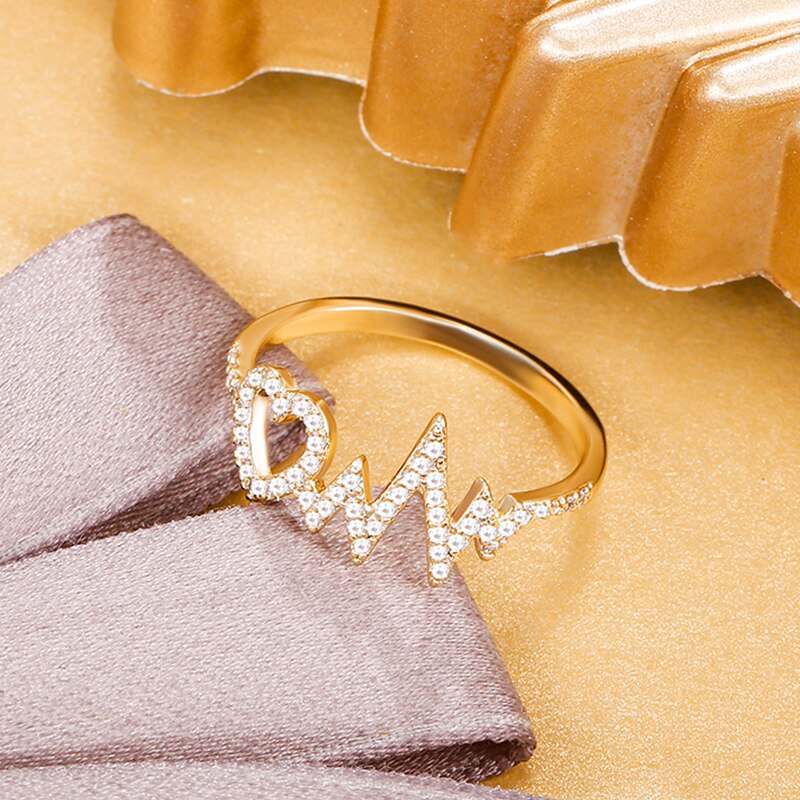 Punk Hiphop Heart Lightning Ring For Women Gold Silver Color Finger Ring Accessories Creative Ladies Party Jewelry 2022