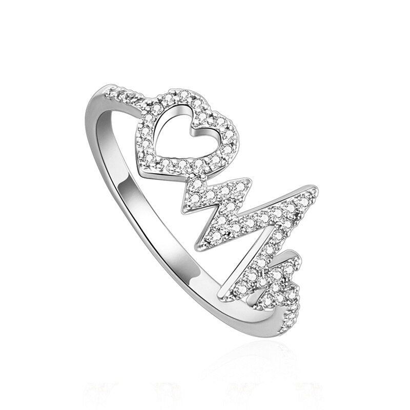Punk Hiphop Heart Lightning Ring For Women Gold Silver Color Finger Ring Accessories Creative Ladies Party Jewelry 2022