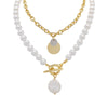 Punk Irregular Pearl Necklace Stainless Steel Curb Cuban Link Chain Choker for Men Women Gold Color Male Jewelry Gift