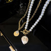 Punk Irregular Pearl Necklace Stainless Steel Curb Cuban Link Chain Choker for Men Women Gold Color Male Jewelry Gift