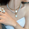 Punk Irregular Pearl Necklace Stainless Steel Curb Cuban Link Chain Choker for Men Women Gold Color Male Jewelry Gift