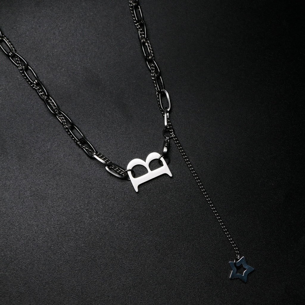 Punk Letter B Pendant Thick Chain Necklace for Women Men Goth Choker Neck Chains Vintage Necklace Jewelry Gift