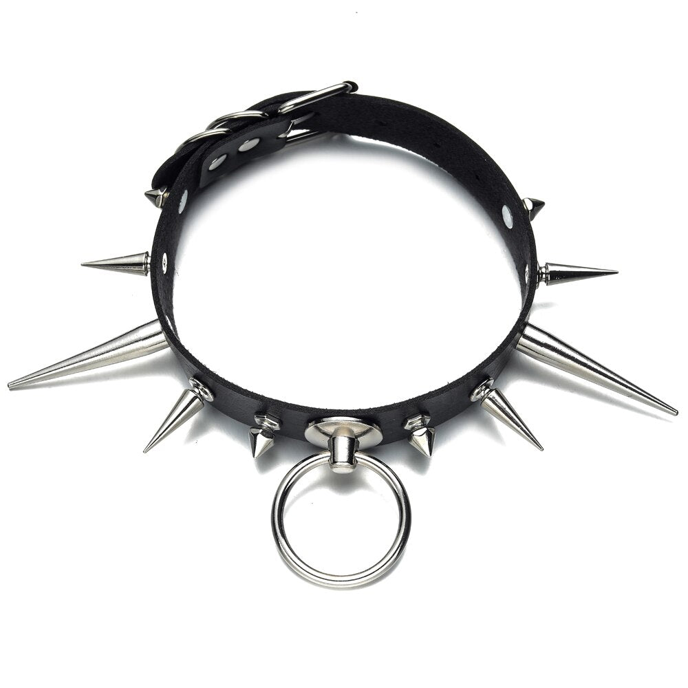 Punk Long Spiked Choker Faux Leather Collar For Girls  Cool Rivets Chocker Goth Style Necklace  Jewelry Gothic  Accessories
