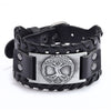 Punk Men Wide Bangle Nordic Viking Designer Charm Wolf Head Bracelet Leather Weave Adjustable Wristband Jewelry