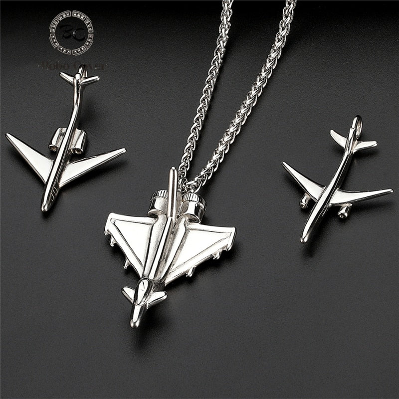 Punk Men's Airplane Pendant Male Custom stainless steel Long Chain Aircraft Necklace Women Jewelry Gift  New