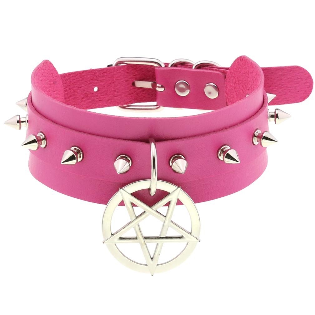 Punk Metal Tassel Rose Color Choker Necklace Sexy Spiked Neck Strap Clavicle Collar Men Necklaces Hollween Women Y2K Jeweley