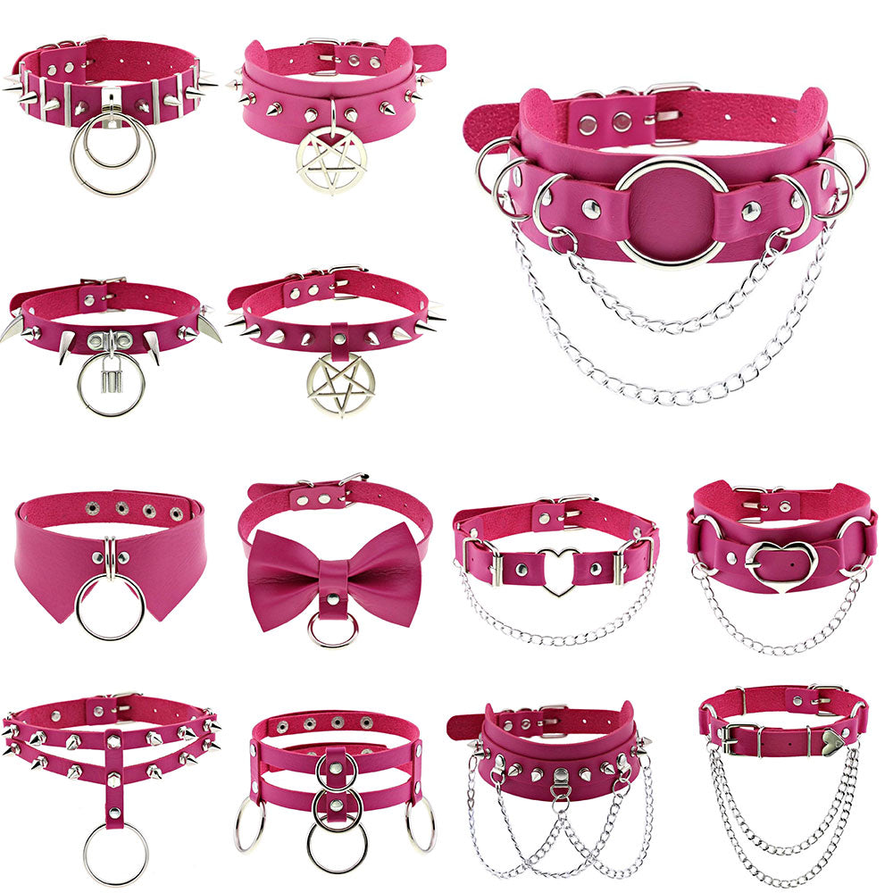 Punk Metal Tassel Rose Color Choker Necklace Sexy Spiked Neck Strap Clavicle Collar Men Necklaces Hollween Women Y2K Jeweley