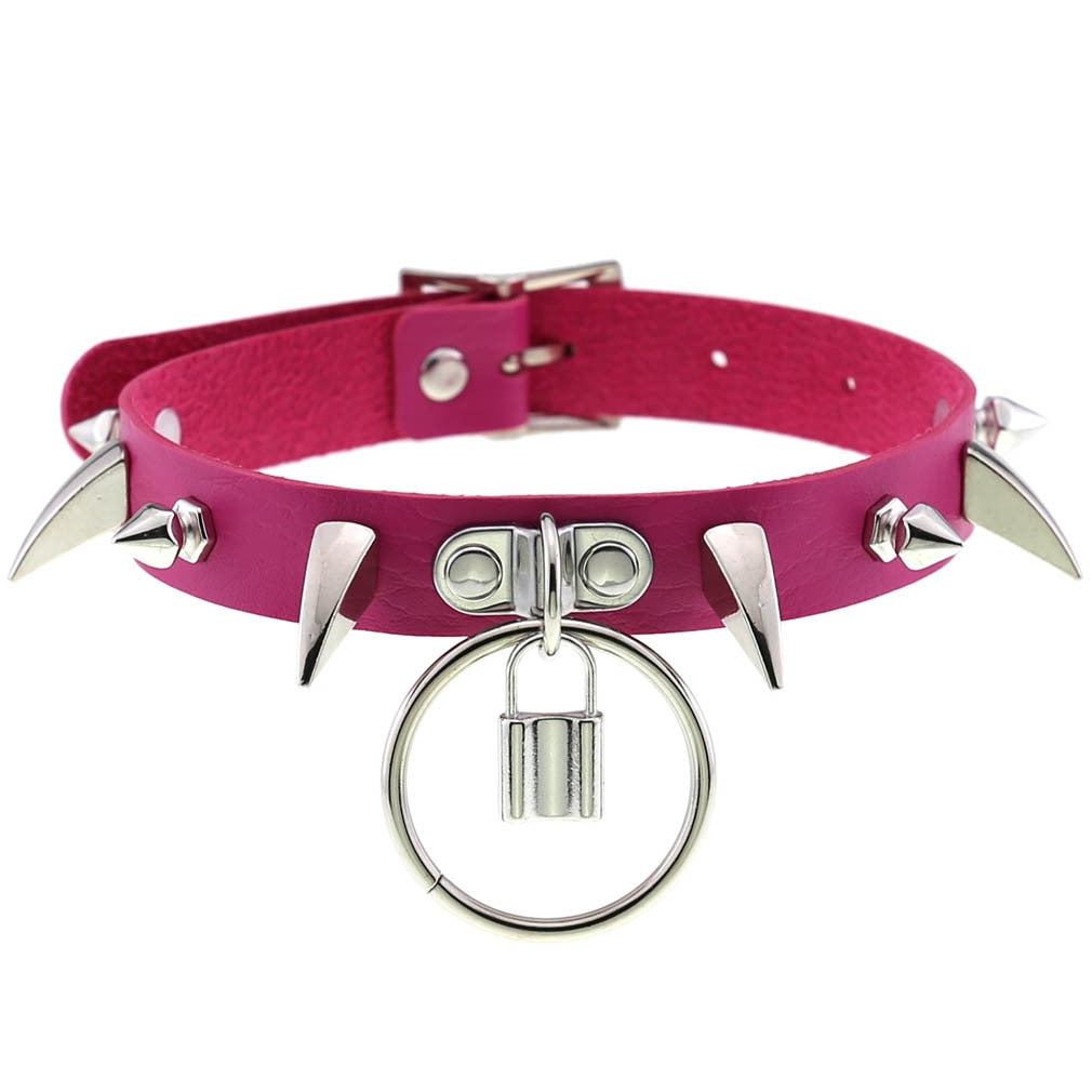 Punk Metal Tassel Rose Color Choker Necklace Sexy Spiked Neck Strap Clavicle Collar Men Necklaces Hollween Women Y2K Jeweley