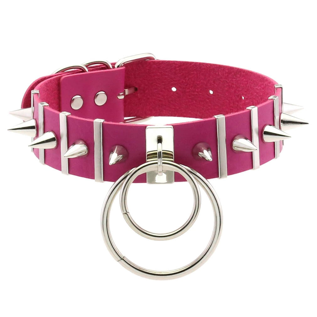 Punk Metal Tassel Rose Color Choker Necklace Sexy Spiked Neck Strap Clavicle Collar Men Necklaces Hollween Women Y2K Jeweley