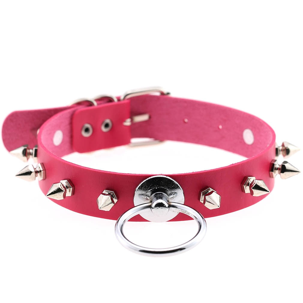 Punk Metal Tassel Rose Color Choker Necklace Sexy Spiked Neck Strap Clavicle Collar Men Necklaces Hollween Women Y2K Jeweley