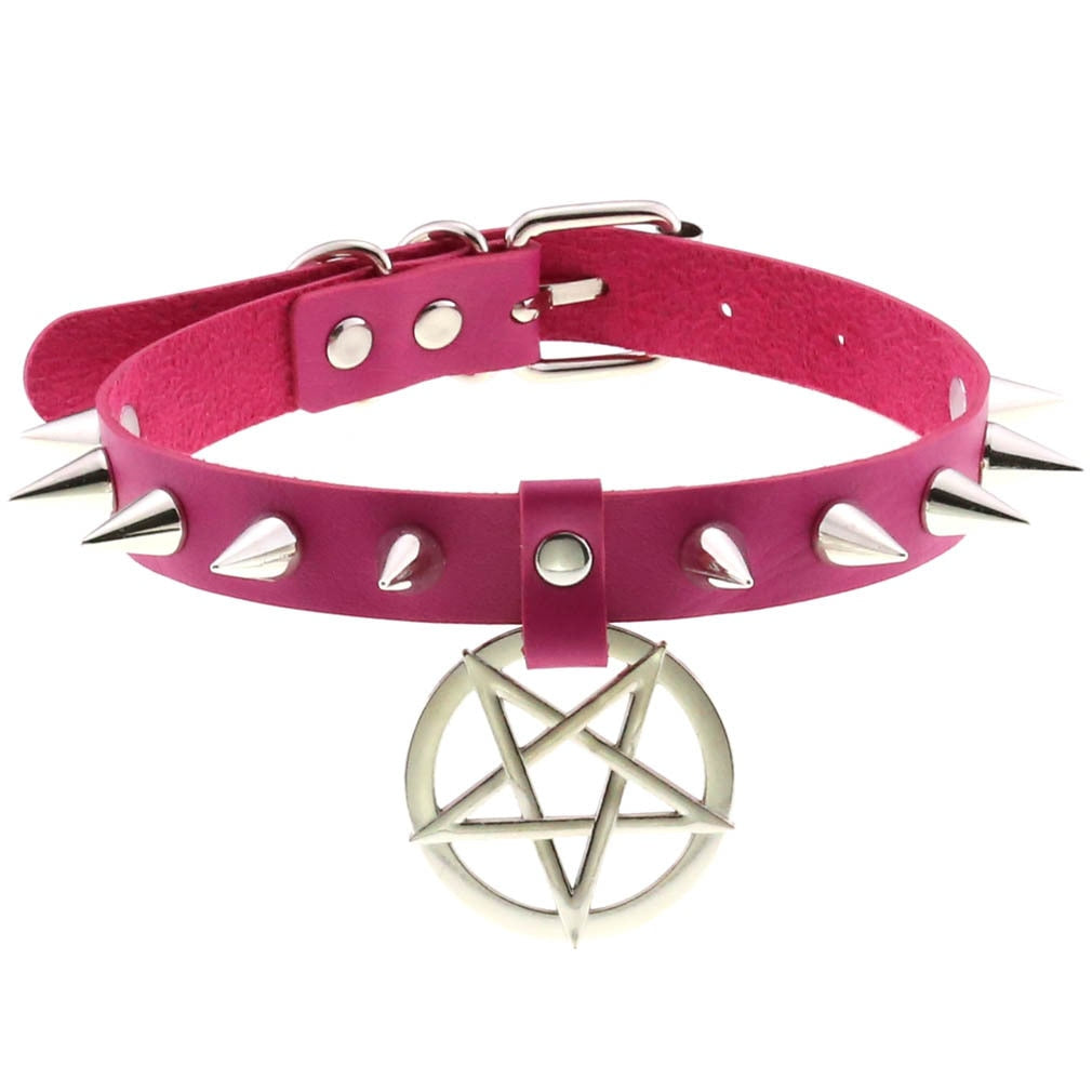 Punk Metal Tassel Rose Color Choker Necklace Sexy Spiked Neck Strap Clavicle Collar Men Necklaces Hollween Women Y2K Jeweley