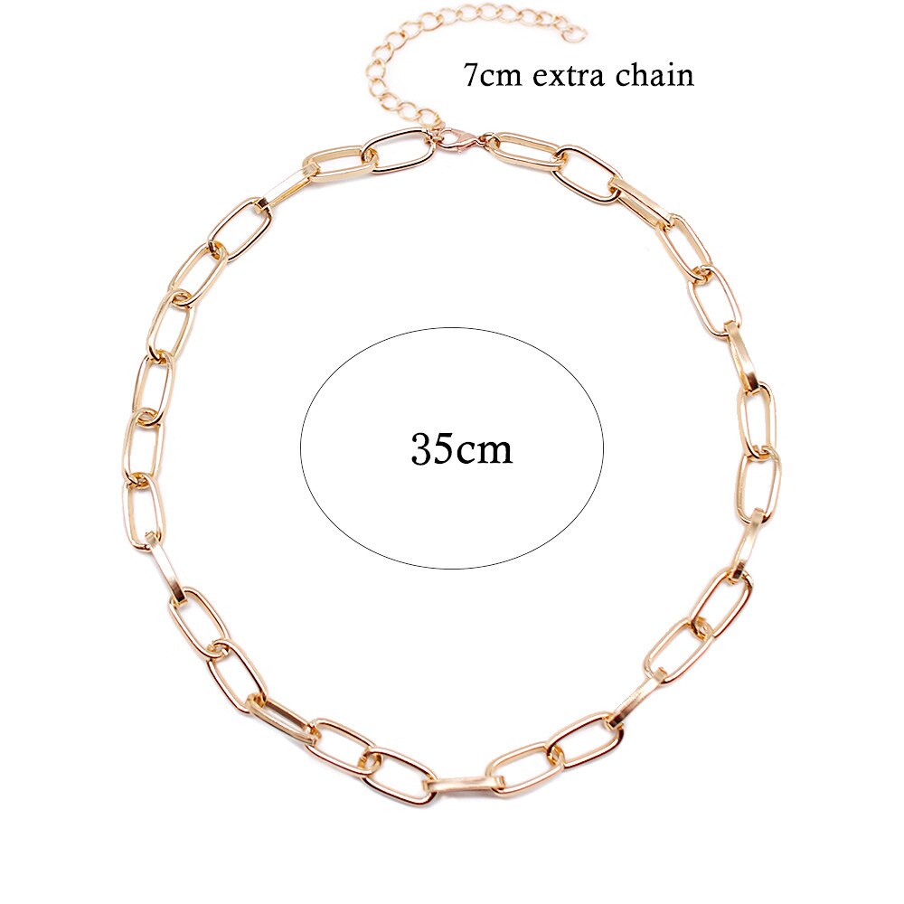 Punk Miami Cuban Choker Necklaces Collar Statement Hip Hop Big Chunky Gold Color Thick Link Chain Necklace Women Chocker Collana