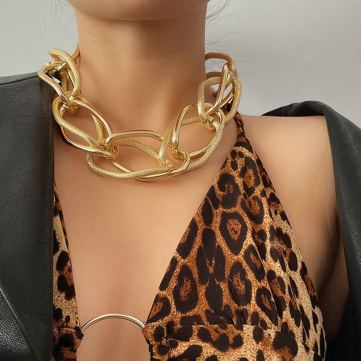 Punk Miami Cuban necklace necklace collar statement hip-hop big chunky aluminum gold color thick chain necklace women jewelry
