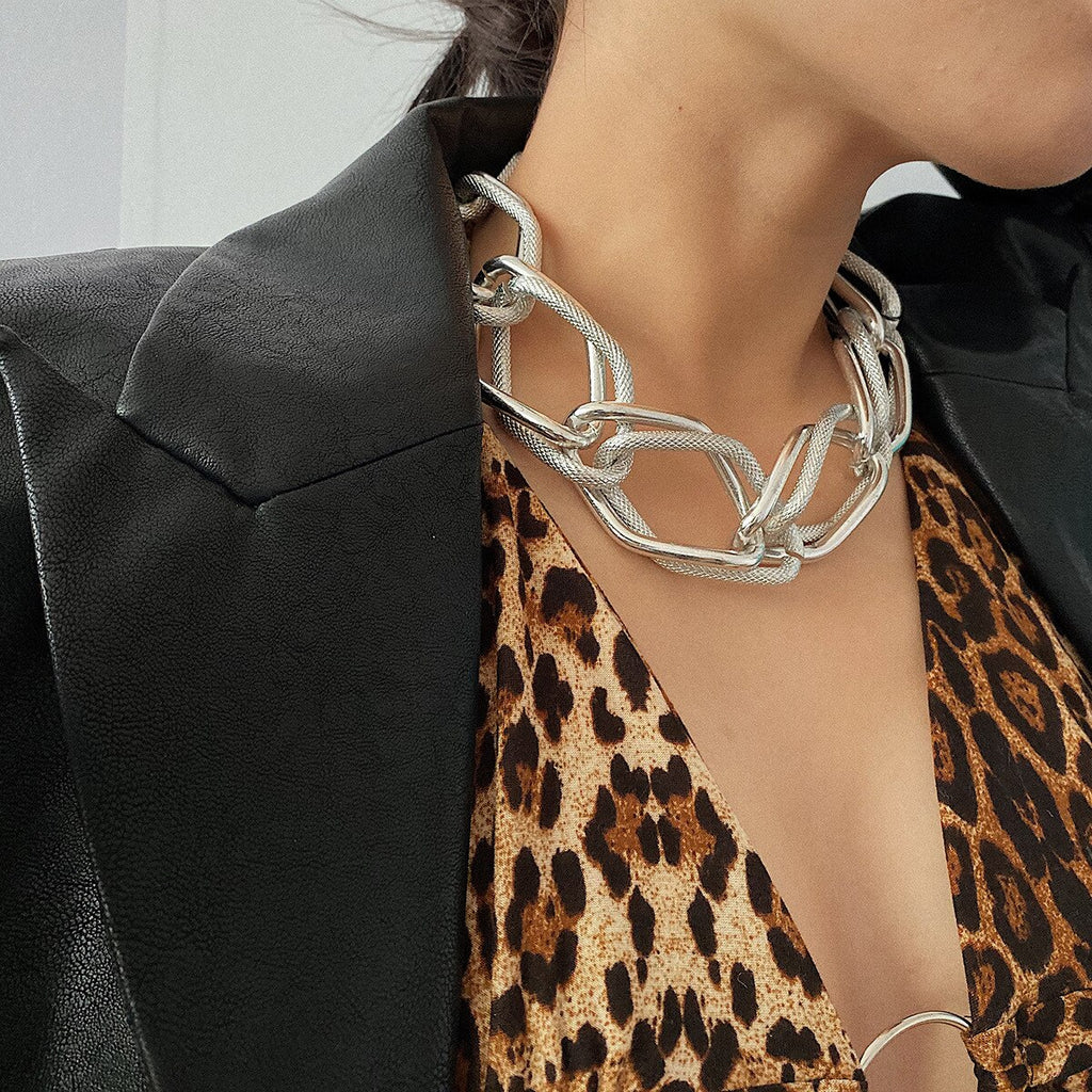 Punk Miami Cuban necklace necklace collar statement hip-hop big chunky aluminum gold color thick chain necklace women jewelry