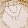 Punk Minimalist Circle Interlocking Clavicle Necklace Women's Vintage  Metal Round Thick Chain Pendant Collar Necklace Jewelry