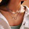 Punk Minimalist Circle Interlocking Clavicle Necklace Women's Vintage  Metal Round Thick Chain Pendant Collar Necklace Jewelry