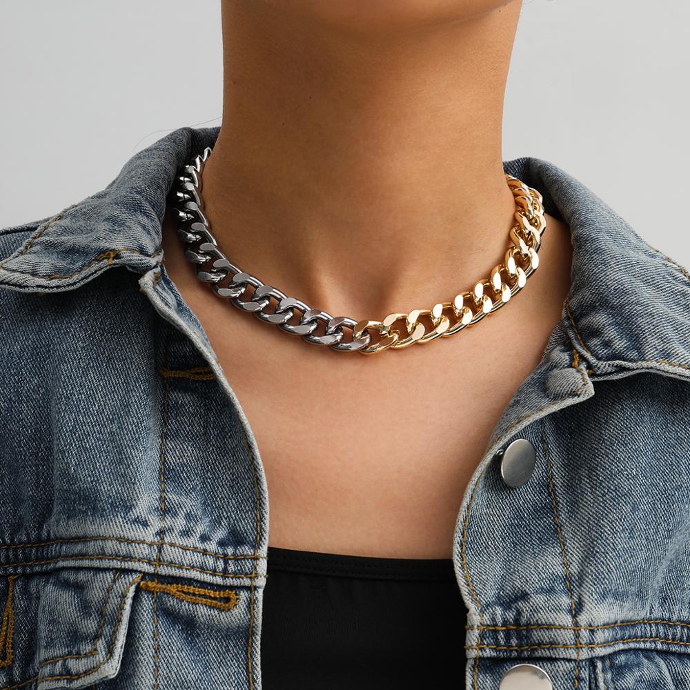 Punk Minimalist Chain Gold Chain Thick Necklace Male Retro Charm Collar Female Banquet Party Gift Jewelry Accessories