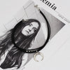 Punk Moon Necklace for Women Vintage Spanish Bull Horn Crescent Chocker 3 Layers Black Velvet Choker Necklace