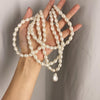 Punk Multi Layered Choker Necklace Collar for Women Statement Boho Handmade Imitation Pearl Pendant Necklace Jewelry