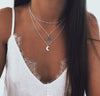 Punk Multi Layered Crystal Zircon Choker Necklace Collar Statement Star Crescent Love Heart Retro Pendant Clavicle Chain Jewelry