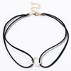 Punk Black White Brown Leather Choker Necklace Gold Color Geometry With Round Pendant For Women Girls