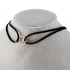 Punk Black White Brown Leather Choker Necklace Gold Color Geometry With Round Pendant For Women Girls