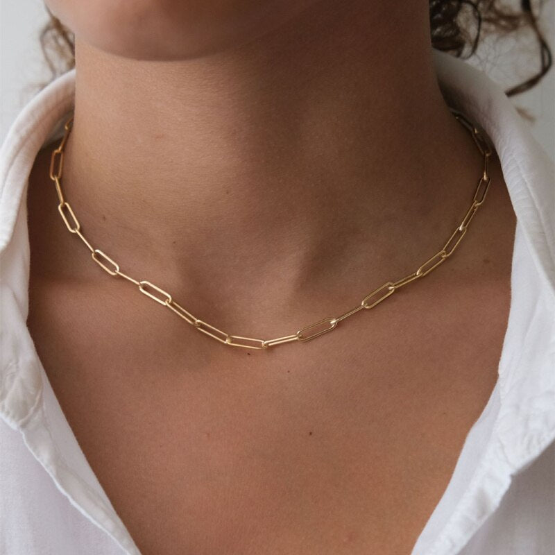 Punk Simple Women's Neck Chain Kpop Choker Necklace Gold Color Goth Chocker Jewelry On The Neck Pendant 2021 Collar For Girl