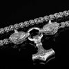 Punk Nordic Viking Never Fade Men Stainless Steel Necklaces Celtic Wolf Rune Accessories Pendant King Chain Norse Amulet Jewelry