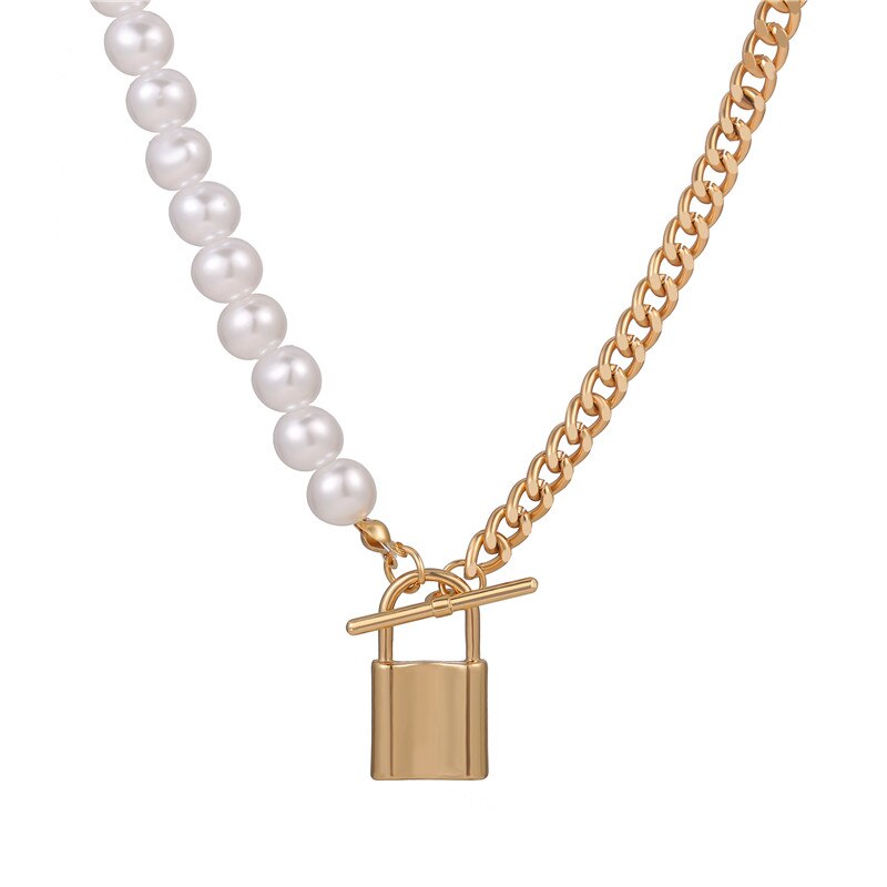 Punk Openable Key Padlock Necklace Hip Hop Big Gold Color Thick Chain Necklace Choker For Women Punk Jewelry