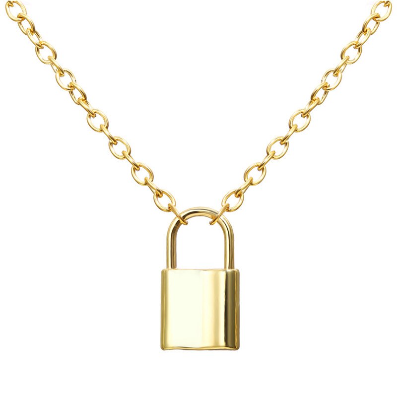 Punk Openable Key Padlock Necklace Hip Hop Big Gold Color Thick Chain Necklace Choker For Women Punk Jewelry