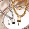 Punk Openable Key Padlock Necklace Hip Hop Big Gold Color Thick Chain Necklace Choker For Women Punk Jewelry